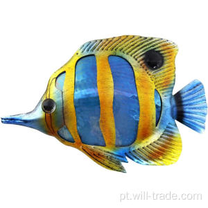 Escultura de arte de peixe tropical de parede de peixe de metal